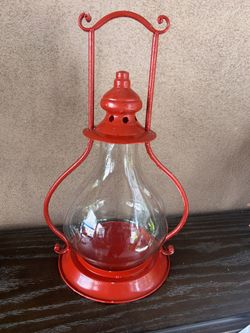 Rare Large 18” Red Hanging Lantern 