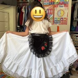White Dress ( Apron , Skirt, And Blouse)