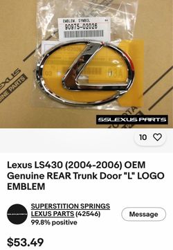 Lexus LS 430 Genuine Factory OEM Rear Trunk Emblems Badges EUC