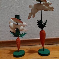 Antique Metal Bunny Candeler 