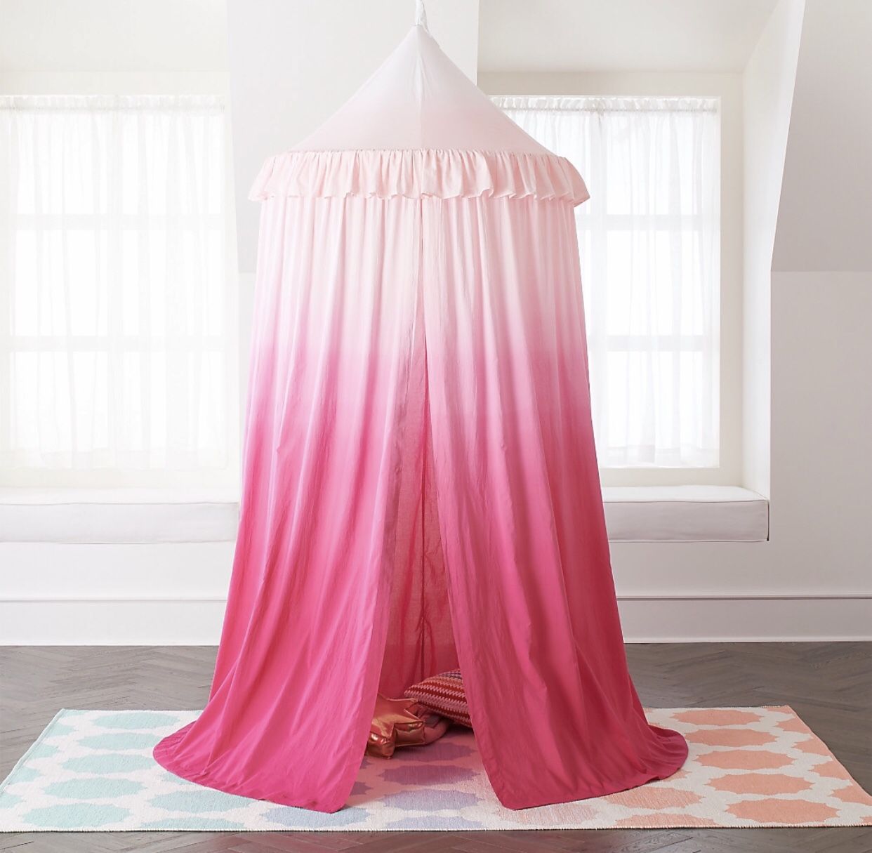 Land of Nod Yellow Ombre Hanging Play Home Canopy