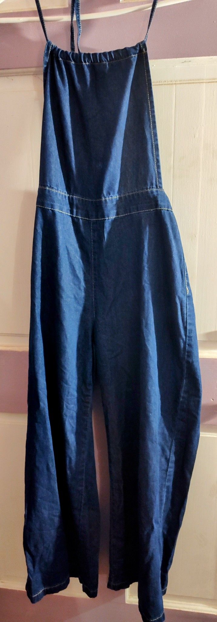 Shein Blue Denim Overalls Classic Work Wear Style Dress