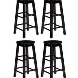 Black Wood Bar Stools 29" Set of 4