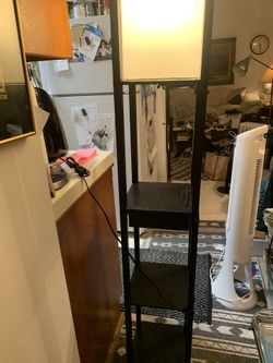 Japanese Style Floor Lamp With Shelves For Decor , Drawer And Bulb. All One Pricec