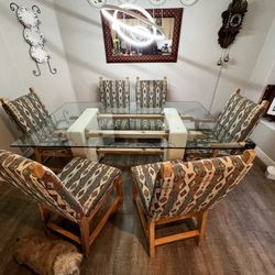 Unique Glass Top Dining Set - 6 Chairs - Great Condition