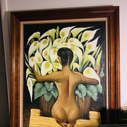Large Painting Inspired By Diego Rivera’s “Nude With Calla Lillies”//Pintura de Desnudó Con Alcatraces Inspirada Por Diego Rivera