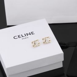 Celine Triomphe Studs in Brass with Rhodium Finish