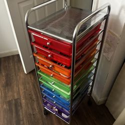 Drawer Multi-Color Rolling Cart, Rainbow