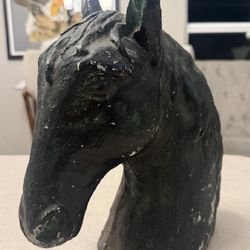 Dark Distressed Decorative Horse Head Sculpture, HEAVY
