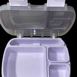  Tasty Bento Box, Lunch Box for Kids and Adults with Removable Tray and Handle, Purple 