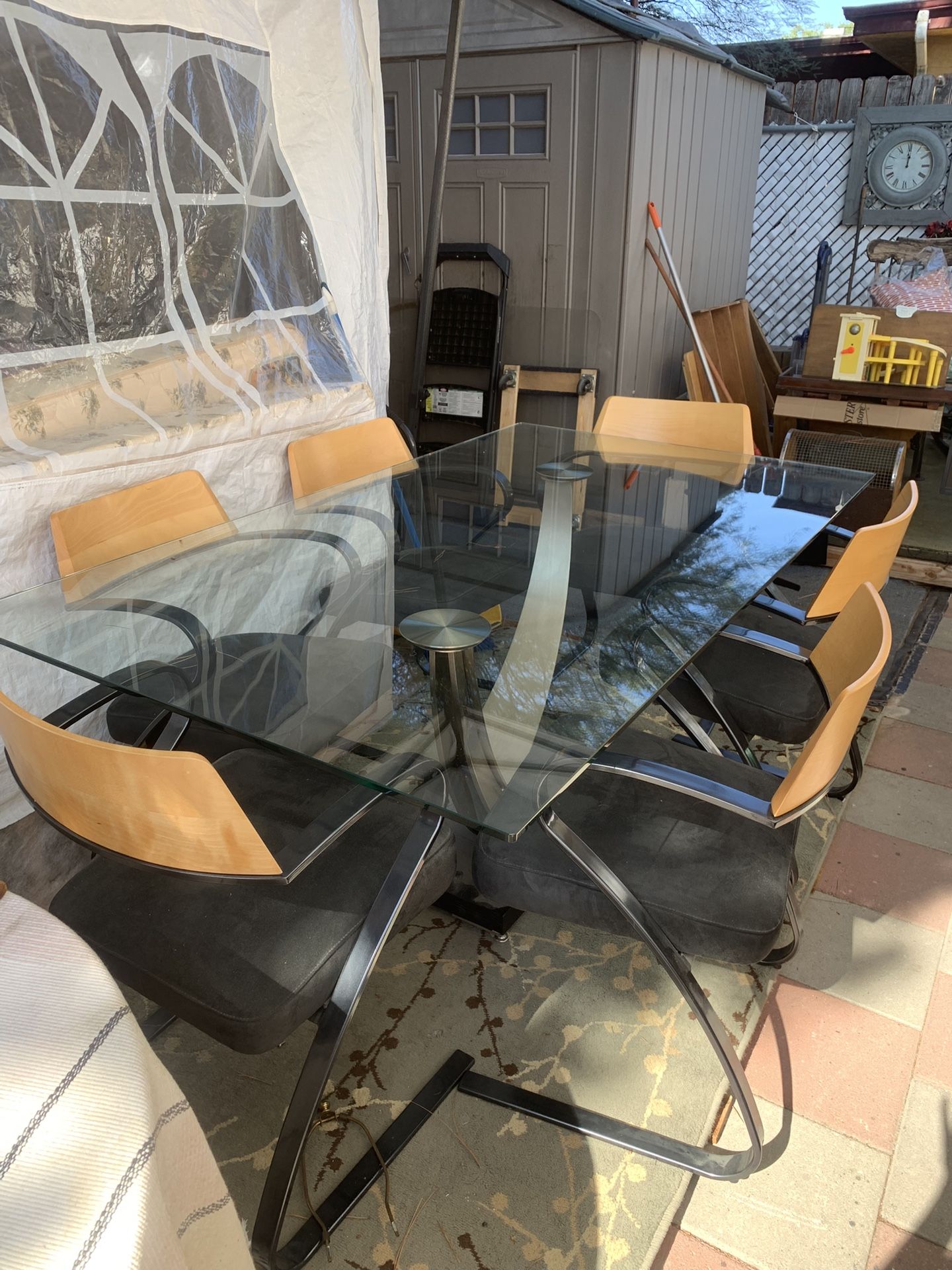 Glass Top Metal Base Dining Table $300 OBO! {ch}