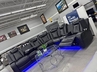 Power Recliner sectional sofa with LED light and USB