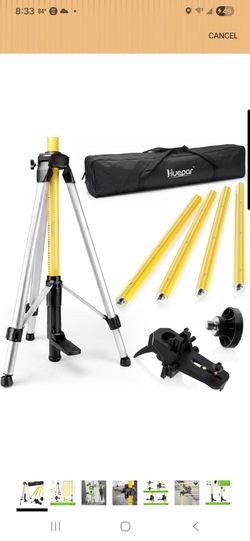 Laser Level Pole Tripod 12 Ft Telescoping Huepar Mount Stand for Rotary Lasers