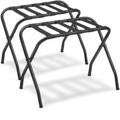 Luggage Rack, Pack of 2, Luggage Racks for Guest Room, Suitcase Stand, Steel Frame, Foldable, for Bedroom, Black URLR64B-2