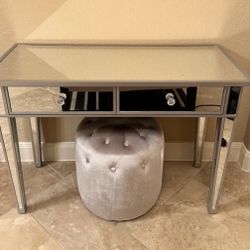 Mirrored 2 - Drawer Console Table - Silver 