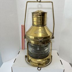 Vtg 19" ANCHOR Brass Copper OIL LAMP Lantern Light Ship Nautical Boat Marine