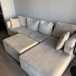 Modern Cream Cloud Sectional Couch + Ottoman - Need Gone ASAP