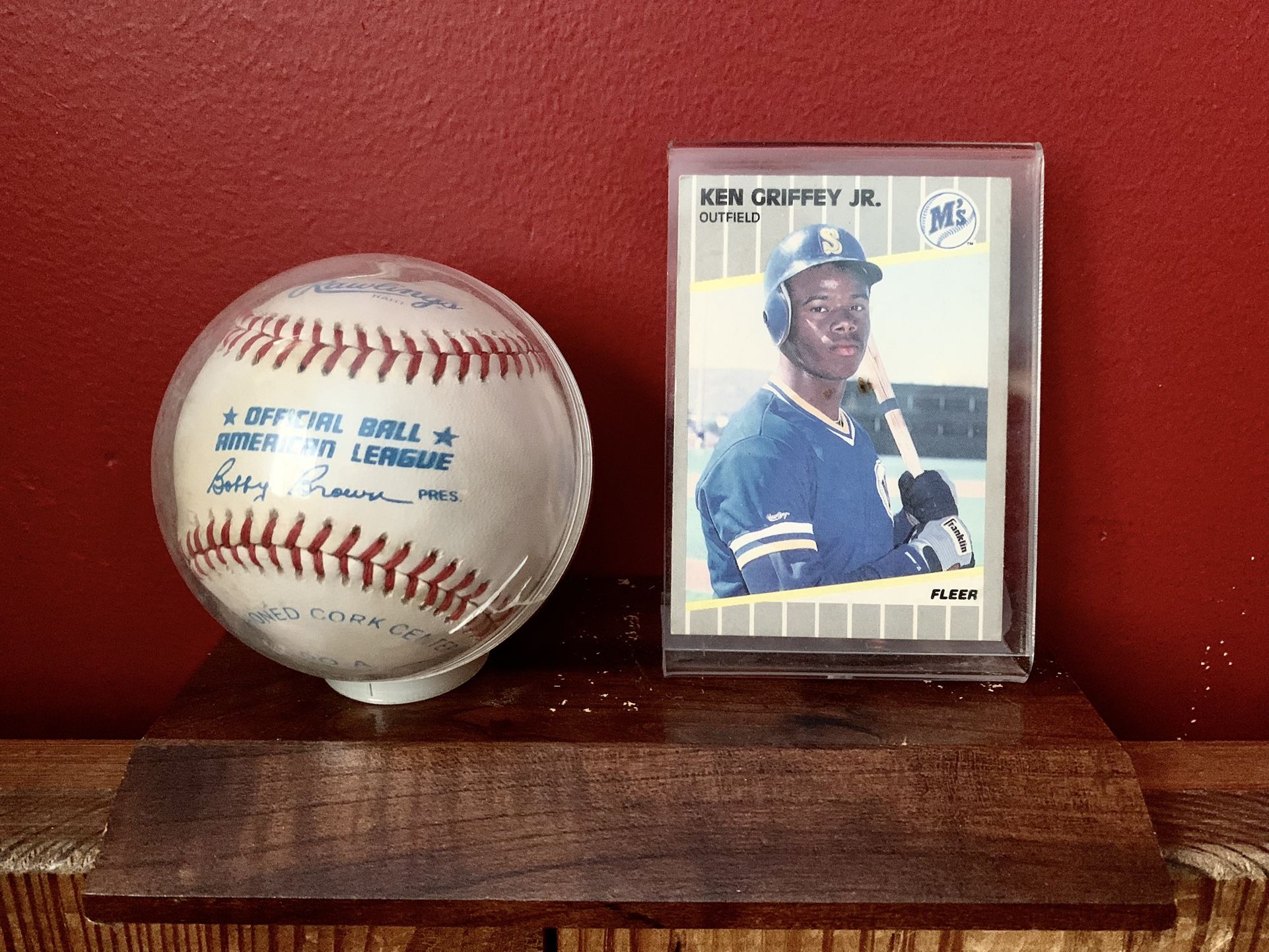 Ken Griffey JR. Card And Baseball 