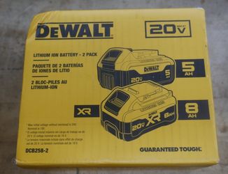 Dewalt 20v Max Lithium-Ion Battery 2PK (DCB258-2) (New). F(contact info removed)5.