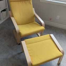 Yellow Poang Chair And Ottoman