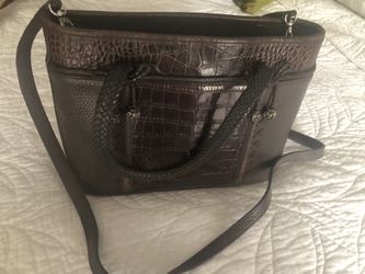 Brighton Brown Leather Croc Silver Heart Satchel