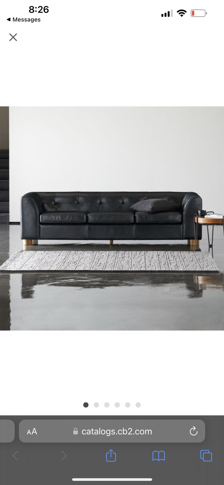 Kotka Black Leather Sofa (Sold Out on CB2)