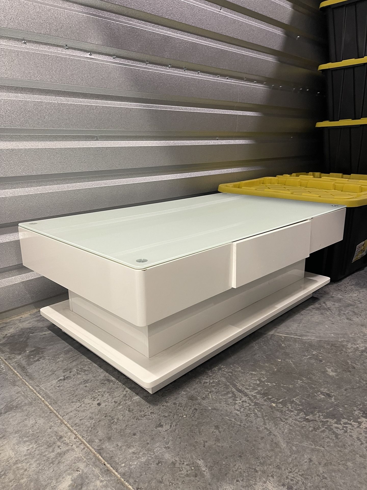 White Small Glass Top Coffee Table $175