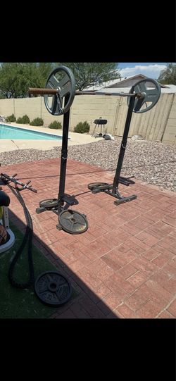 Olympic Barbell, Rack, Curl Bar, Dumbell, Weights, adjustable bench