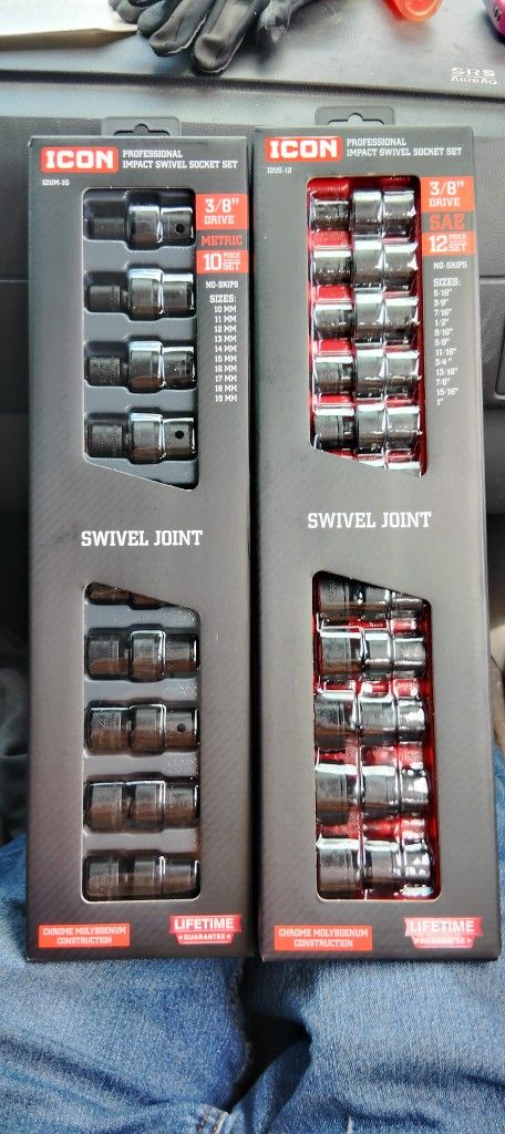 Icon 3)8" Drive Swivel Sockets Metric/SAE