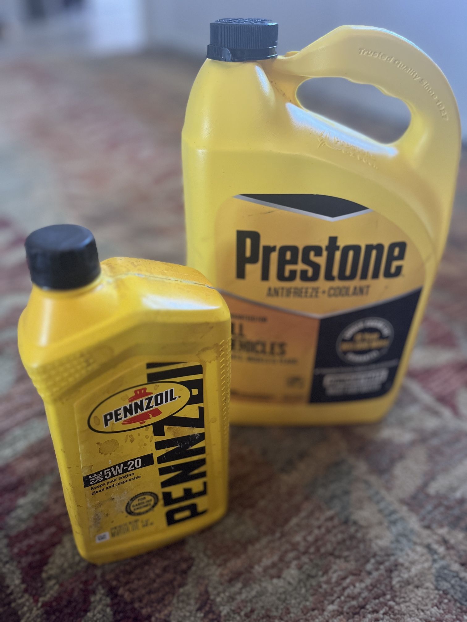 Unopened Prestone Coolant And 5w-20 Engine Oil