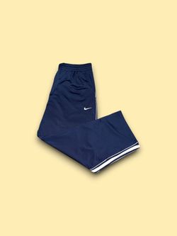Vintage Nike Track Pants Mens 2XL Blue Stripe Ankle Zip Athleisure Comfort Y2K
