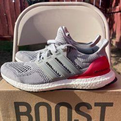 adidas Ultraboost 1.0 DNA in the "Grey Scarlet" colorway
