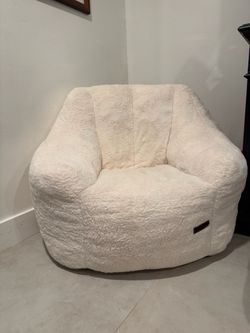Cream Sherpa Bean Bag Lounge Chair