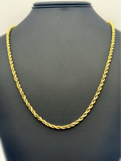 10k solid yellow gold rope chain necklace 22.5” 3.5mm 26.4 grams
