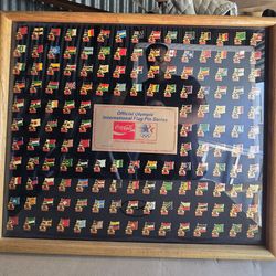 Los Angeles 1984 Coca-Cola official Olympic international flag pin series framed