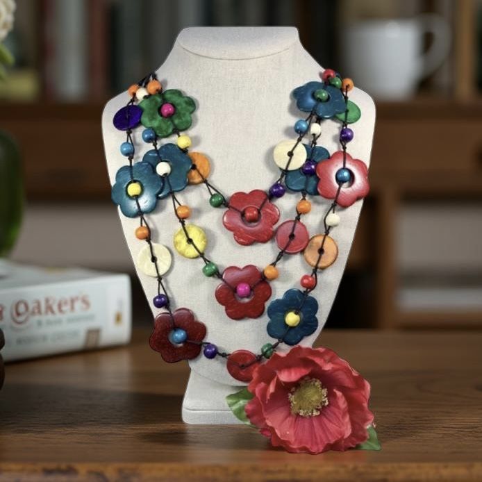 Colorful Handmade Coconut Shell Necklace