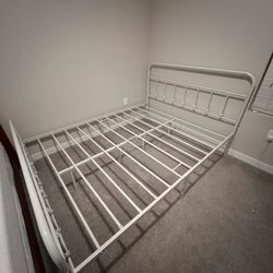 White Metal Queen Bed Frame