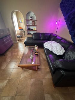 Black Leather Sectional Sofa