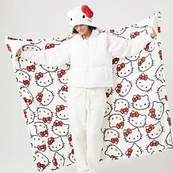 Viral Sold Out Hello Kitty Hooded Blanket 