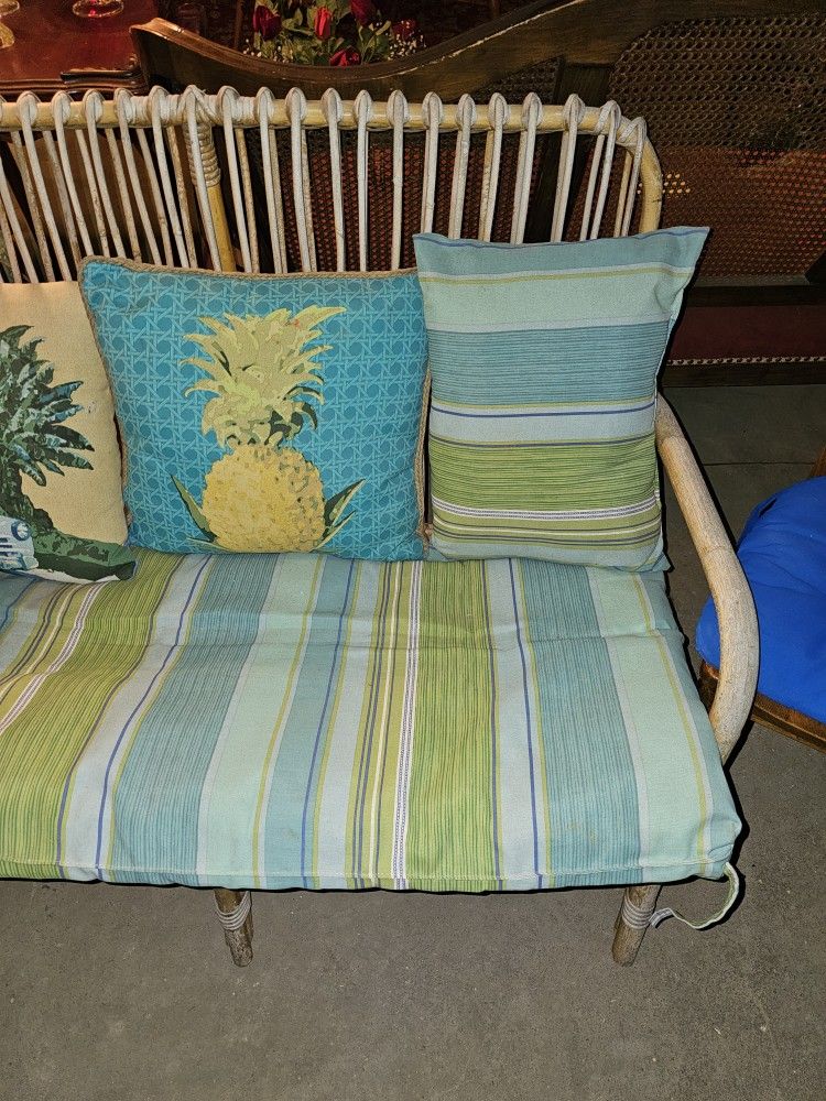 Wicker Outdoor Furniture Set Couch And Folding Chair With Cushions