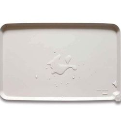 NEW! Silicone Pet Food Mat Tray - Non Slip, Raised Edges, 15x24- Beige, Hoki Found