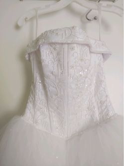 White Beaded Corset Wedding Ball Gown