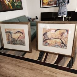 "Primal Skin Crossing I and II" by artist Carol Grigg. 