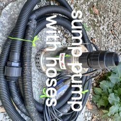 Sump Pump And Hoses In Excellent Condition 
