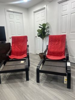 IKEA Poang Chairs With Ottomans $170.00 OBO