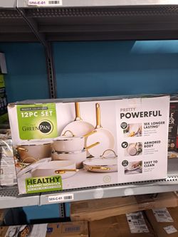 Green pan 12 piece ceramic nonstick cookware set cream