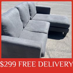 Gray REVERSIBLE MEDIUM SIZE sectional couch sofa recliner (FREE CURBSIDE DELIVERY) 