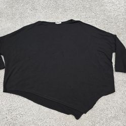 Helmut Lang Sweater Womens Small Black Boat Neck Asymmetrical Drop Shoulder Boxy 