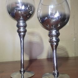 Glass Stem Candle Holders 
