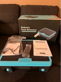 Pool Skimmer Robot,Over-Ground Robotic Pool Cleaner,Solar Powered Pool Vacuum,24H/7D Continuous Cleaning, 180-um, 3L Basket,APP Support
